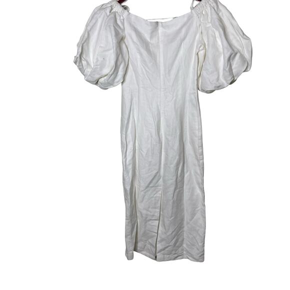 NWT Mara Hoffman White Linen blend  NAMARI Pencil DRESS Puff sleeve sz 0 - Picture 4 of 10